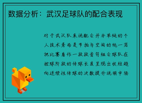 数据分析：武汉足球队的配合表现
